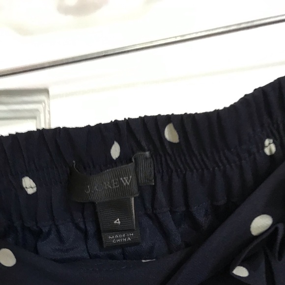 Size 4 J. Crew Navy & Cream Polka Dot Skirt - Picture 3 of 4